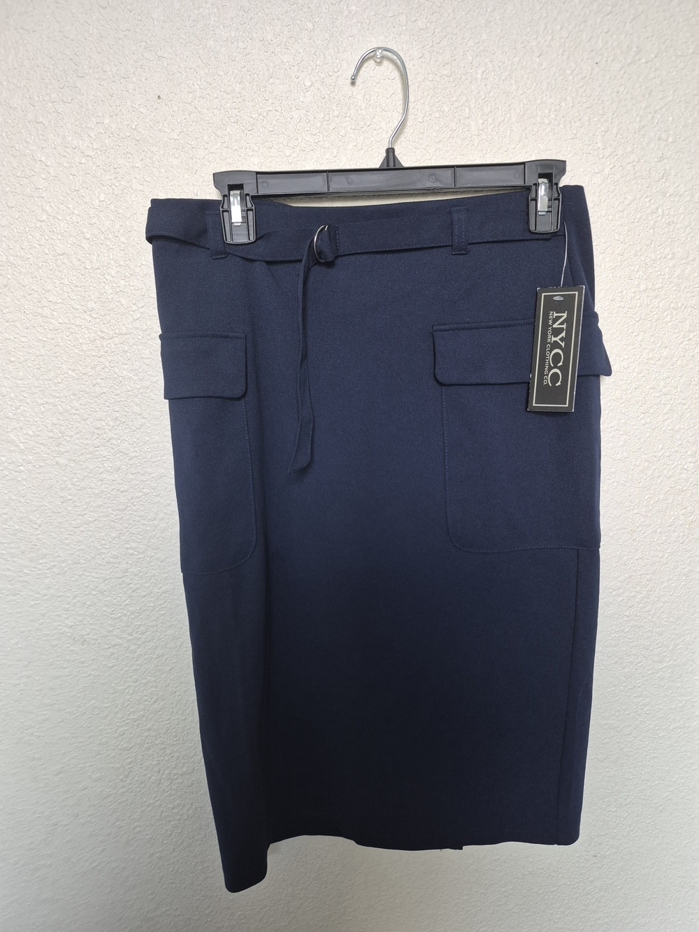 New York & Company Navy Cargo Pocket Pencil Skirt